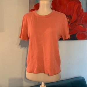 EVERLANE Blush Mauve Thermal Top TEE Short Sleeve  L Large
